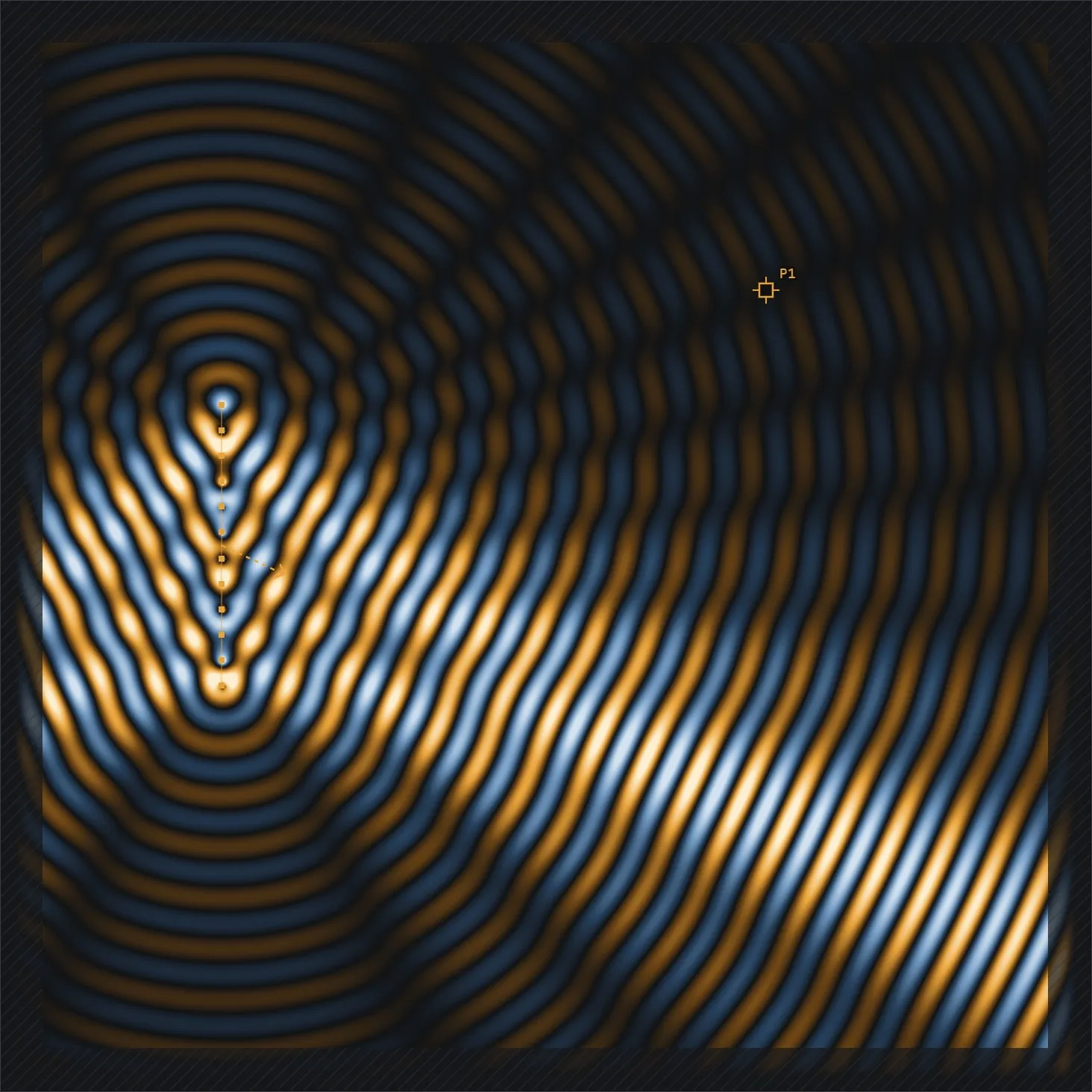 A twelve-element phased array steering a beam